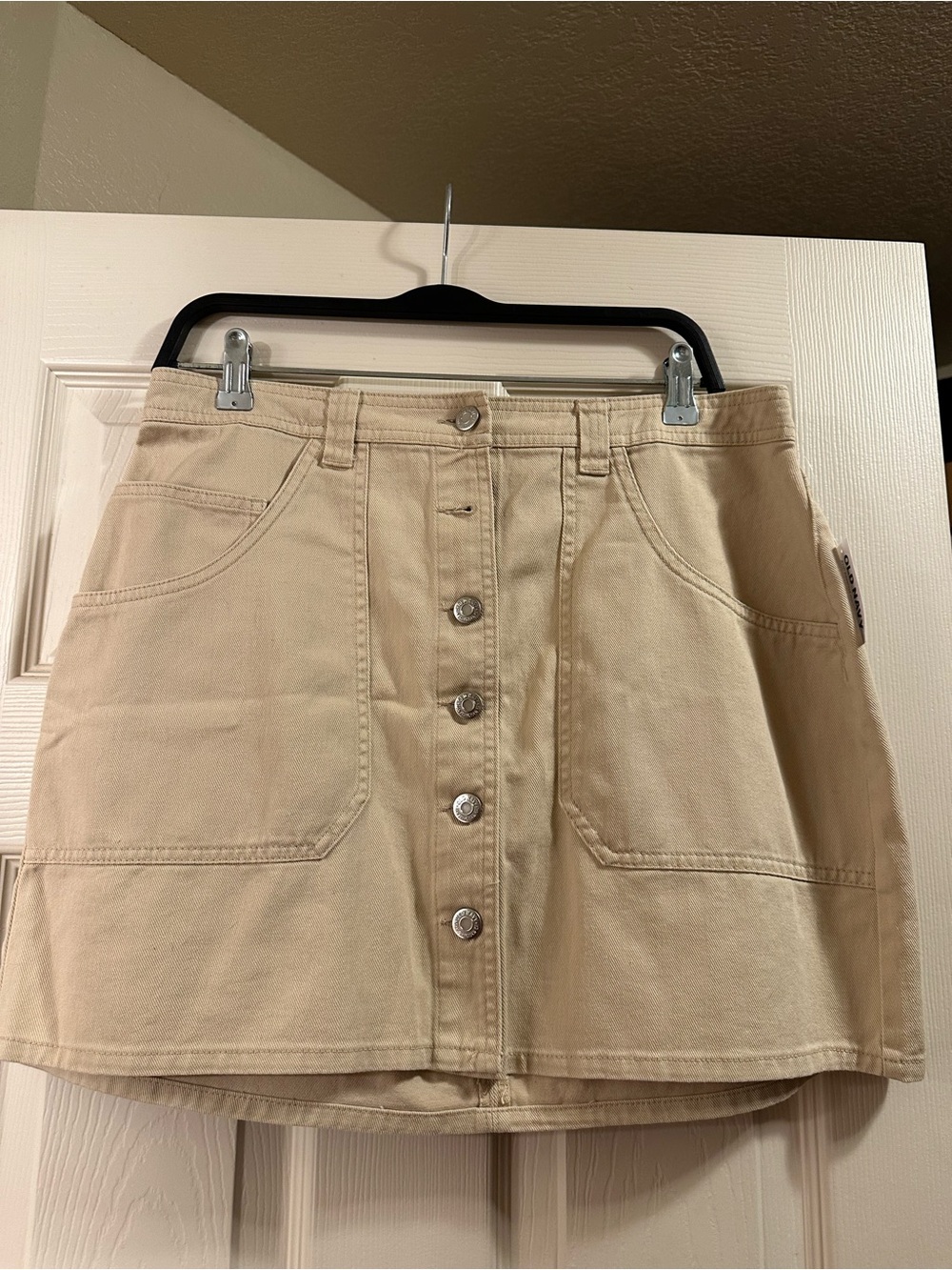 Old Navy Beige Button-Front Mini Skirt